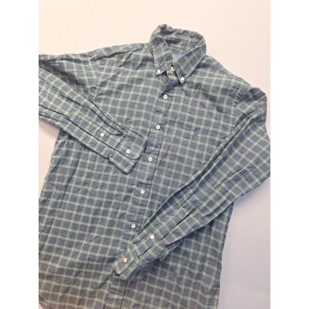 Vintage Polo Ralph Lauren Small Petite Blue Green Plaid Classic Preppy Office